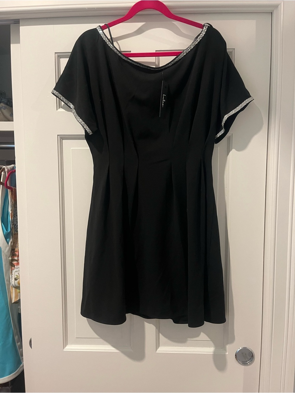 Lulus Black Mini Dress with Silver Trim
